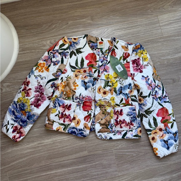 NWT Farm Rio Greek Garden Quilted Tie Coat Floral Cotton Sz XL - Picture 3 of 16